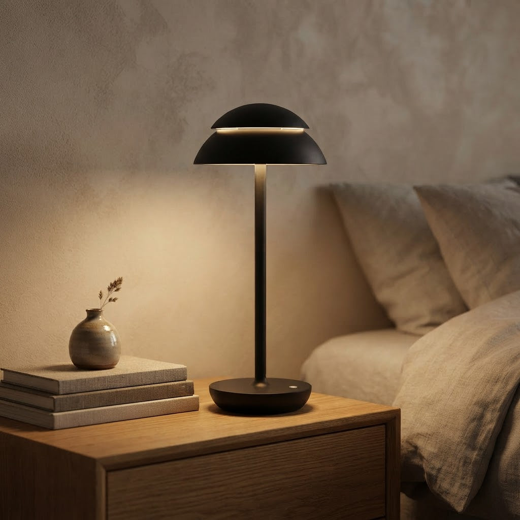 Saturn-bordlampe med metallstang – 4000 mAh trådløs – tent på nattbord