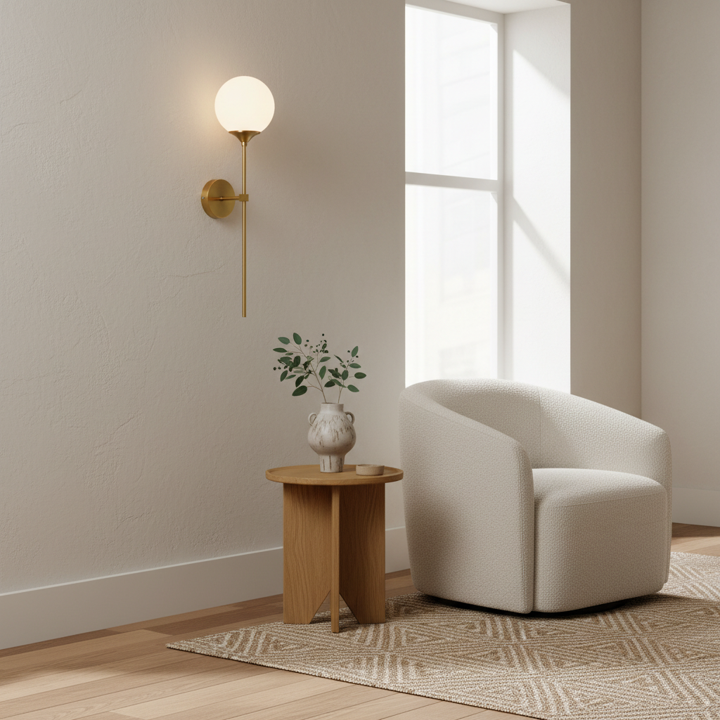 Vegglampe i et skandinavisk hjem