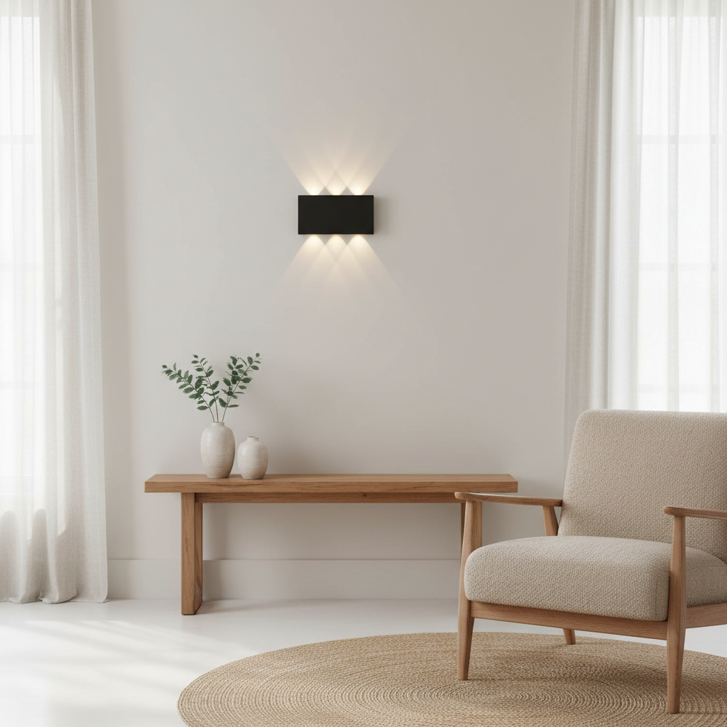 Rektangulær opp/ned vegglampe – 5200 mAh RGB-versjon