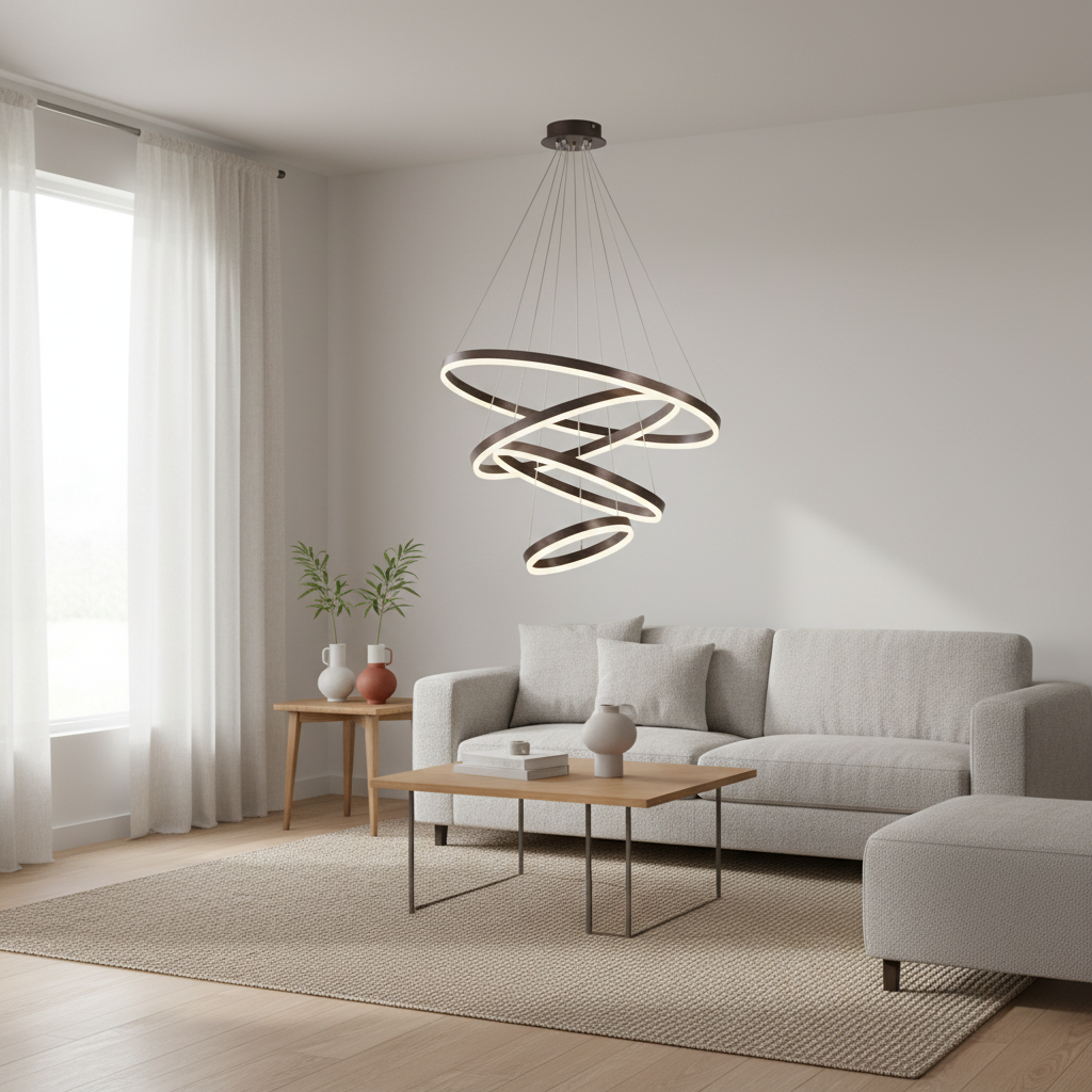 Ring pendellampe LED i et skandinavisk hjem