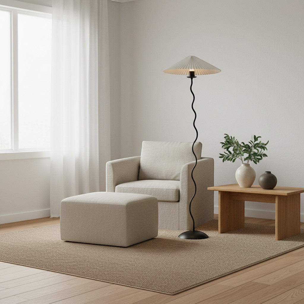 Gulvlampe i et skandinavisk hjem