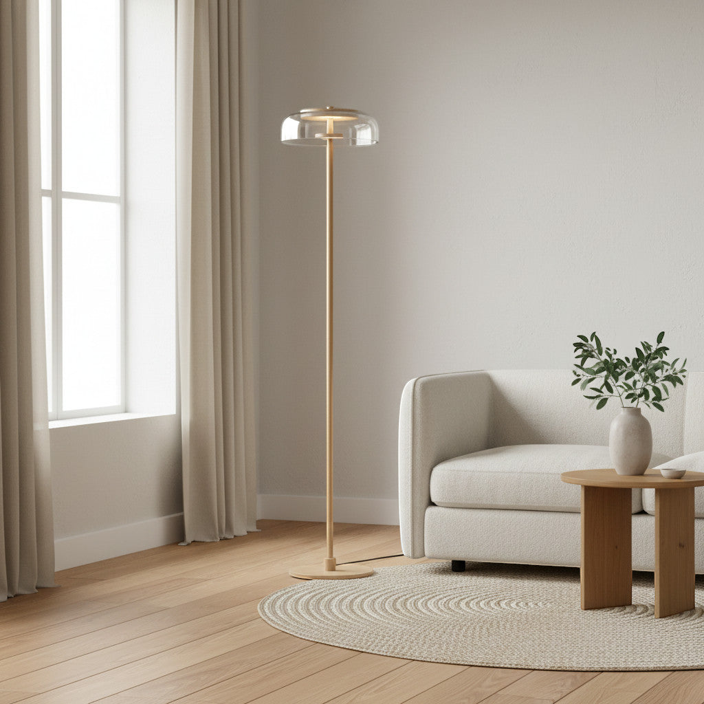 Gulvlampe i et skandinavisk hjem