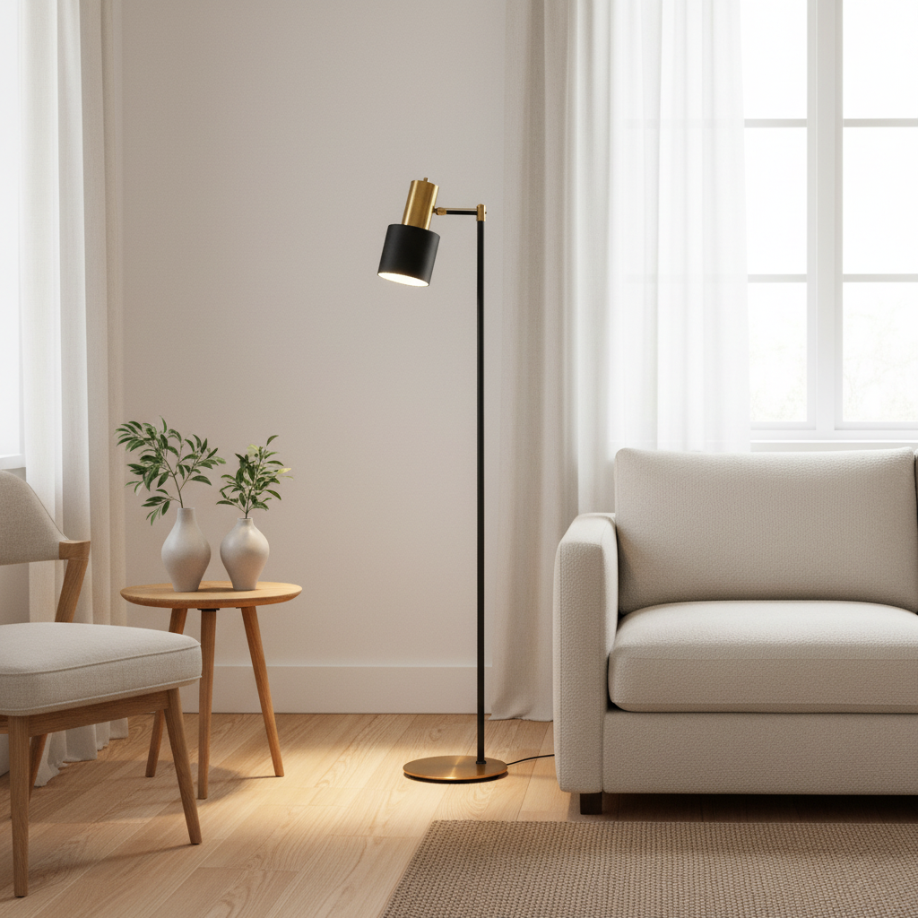 Gulvlampe i et skandinavisk hjem