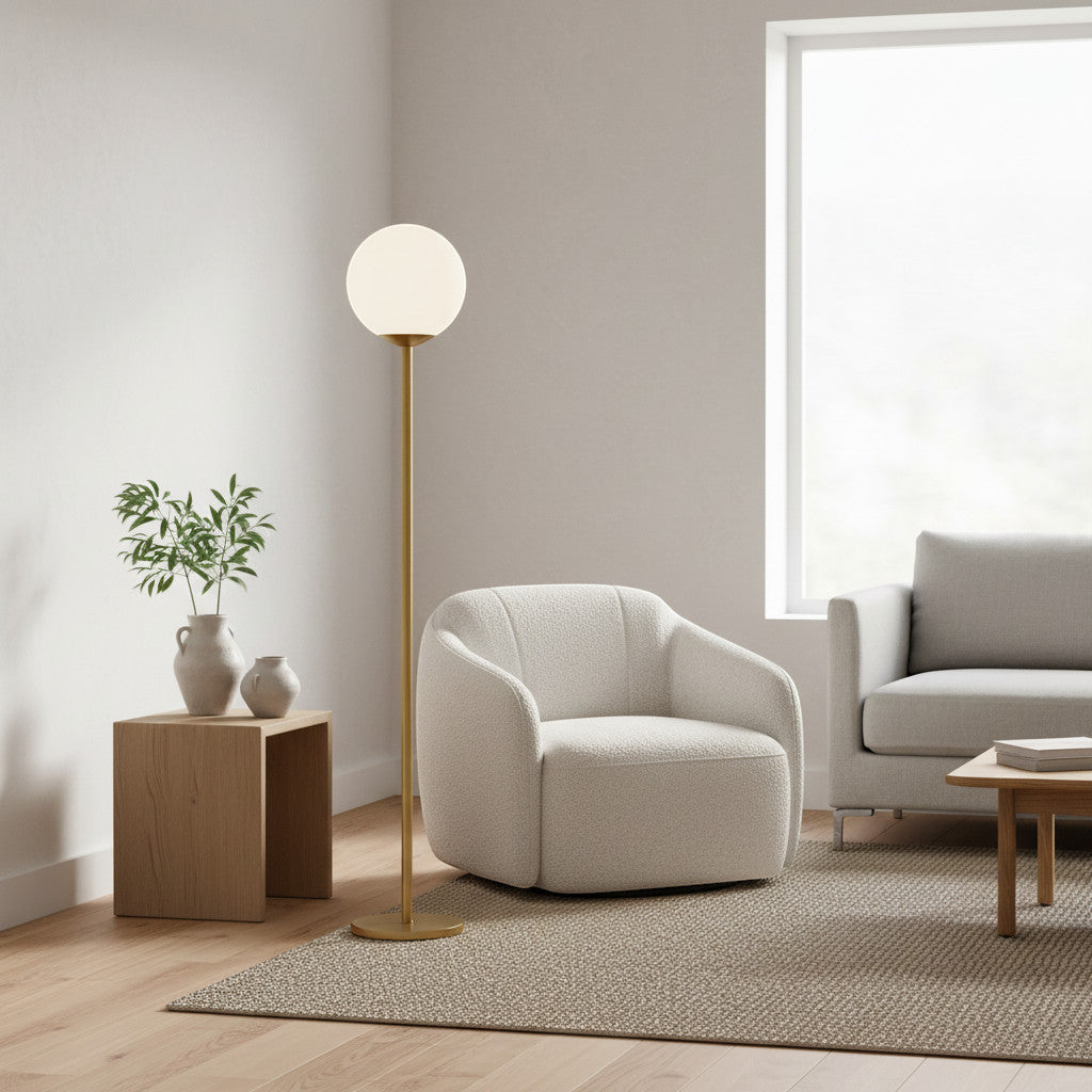 Gulvlampe i et skandinavisk hjem