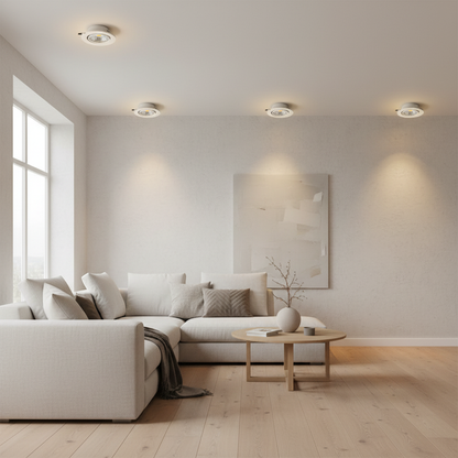 Innfelt LED downlight i et skandinavisk rom