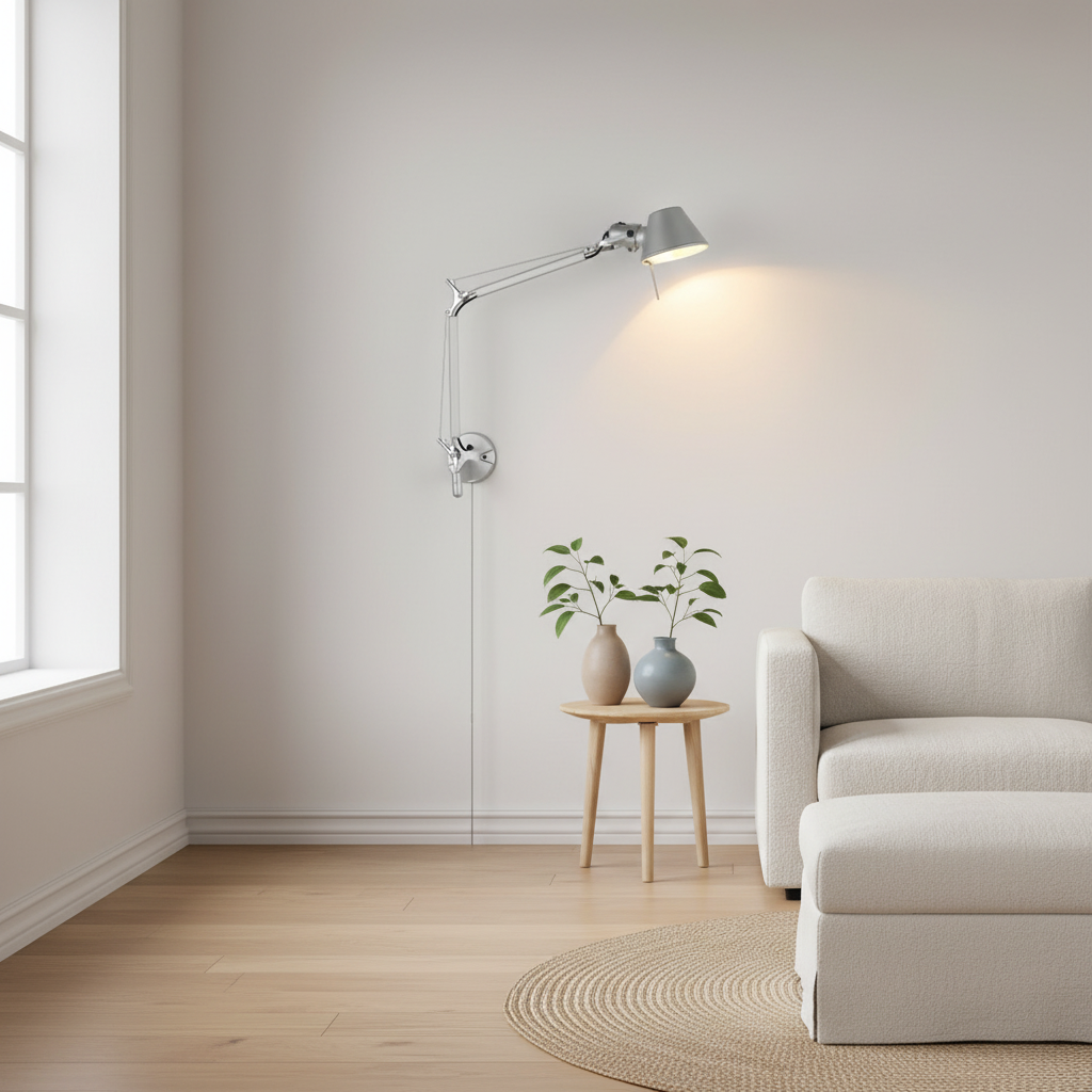 Justerbar svingarm vegglampe – lese/arbeidslampe