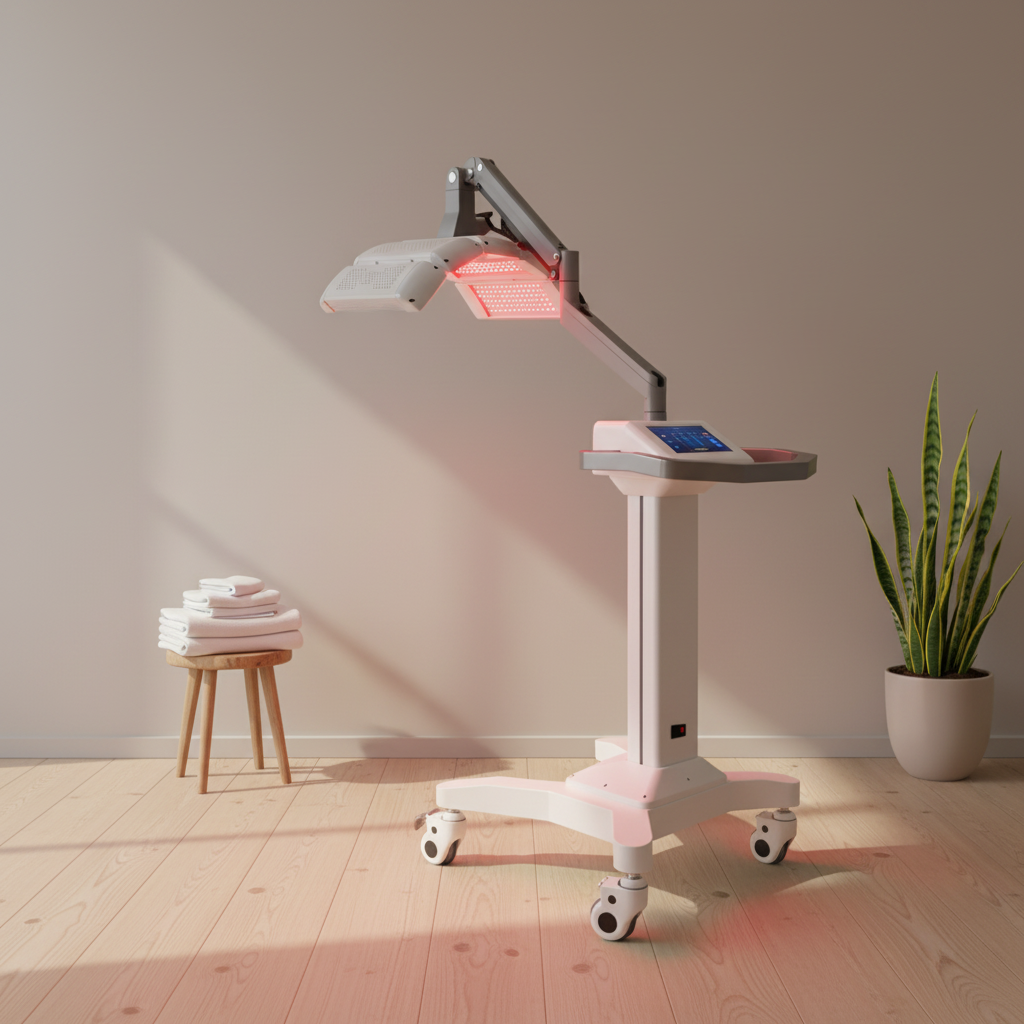Rødlys terapipanel i et wellness-rom