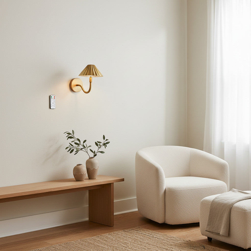 Vegglampe med klassisk skjerm – touch, fjernkontroll, 4000 mAh