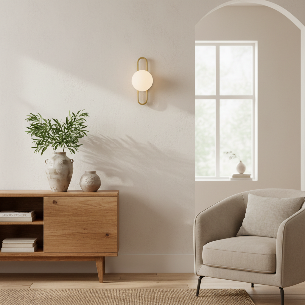 Vegglampe i et skandinavisk hjem