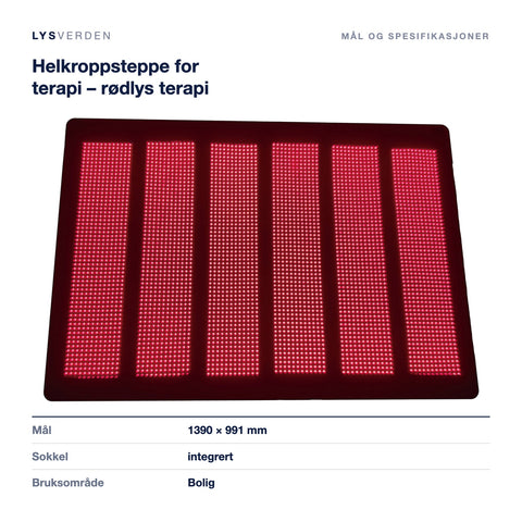 Mål og spesifikasjoner for Helkroppsteppe for terapi – rødlys terapi