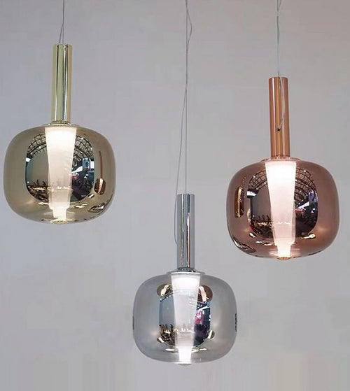 LYS Speilglass kulependel – rosegull/krom/gull