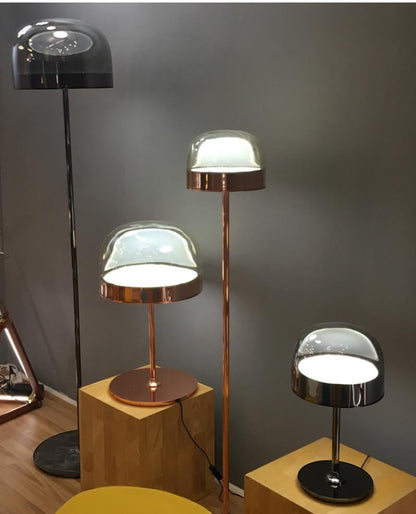 LYS Lampe med glasskuppel – gull/grå